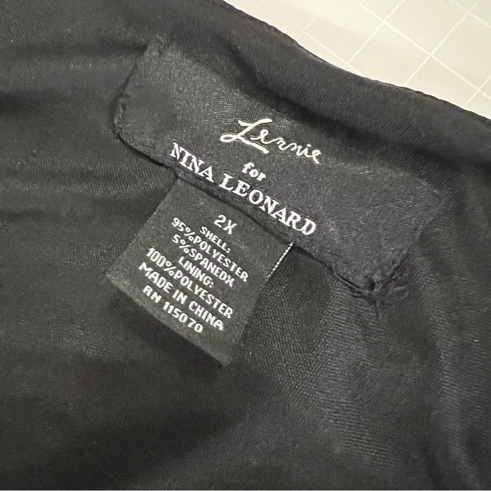 Lennie for Nina Leonard Elbow Sleeve Black Matte Jersey Fit & Flare Dress - Picture 7 of 8